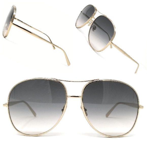 New ⭐️CHLOE Sunglasses⭐️ Gold/Grey Aviator unisex - Picture 2 of 6